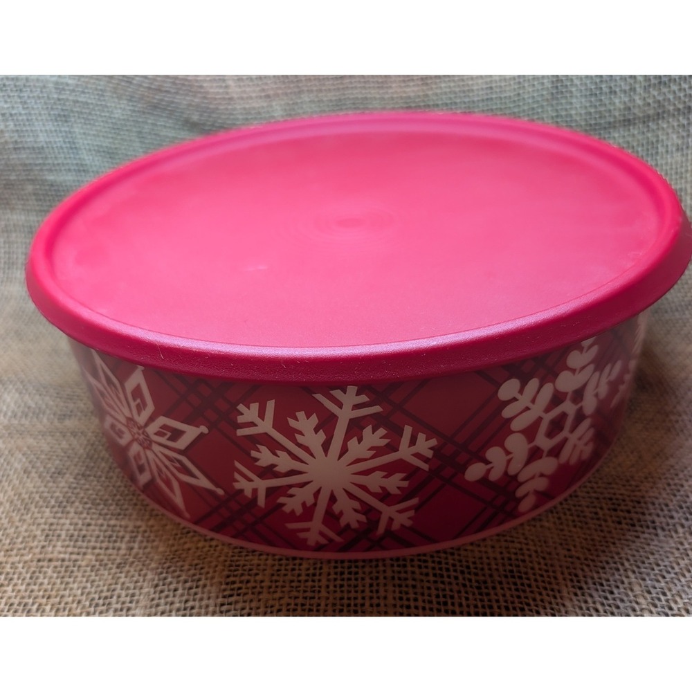 Tupperware Snowflake Plaid Holiday Bowl with Lid & Gingerbread Cookie Cutter